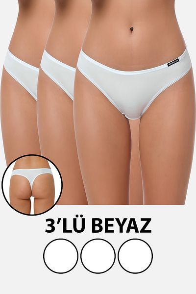 BRAINWEAR Women's 3 Pack Lycra Cotton Thong