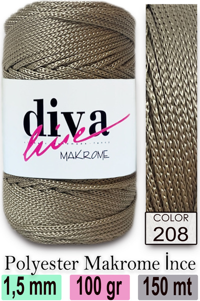 Diva İplik Σχοινί Diva Macrame 208 Καφέ