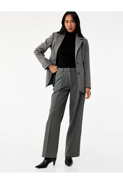 Koton Pleat Detailed Wide Leg Fabric Trousers with Pockets