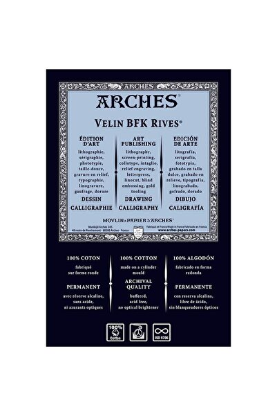 Arches Velin BFK Rives CP Tan 280gr 56x76cm-Lght Fin Grn Smth Surface-%100 Co...