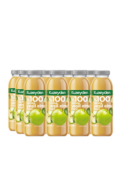 KUZEYDEN %100 Sıkma Yeşil Elma Suyu | 12x250ml | İlave şeker, katkı ve koruyucu madde içermez | 12 Adet
