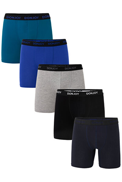 don joy سروال بوكسر رجالي من القطن الممشط مكون من 5 قطع بأرجل طويلة وخصر مطاطي