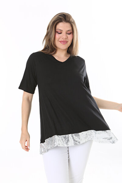 Şans Блуза великого розміру з чорними паєтками