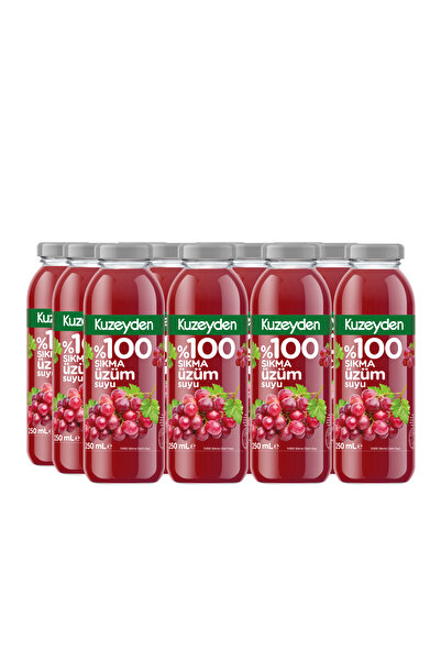 KUZEYDEN %100 Sıkma Üzüm Suyu | 12x250ml | İlave şeker, katkı ve koruyucu madde içermez | 12 Adet