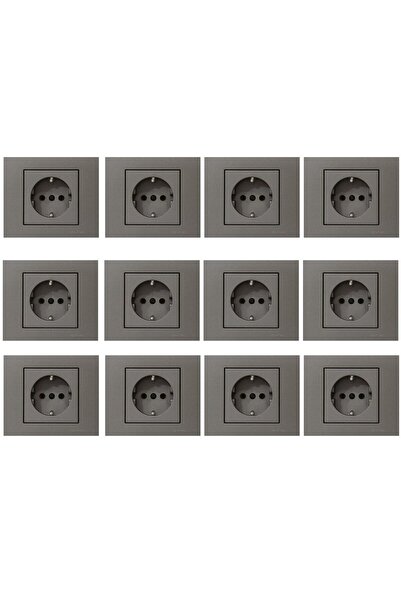 OVİVO Ovivo Grano Anthracite - 12 Pack Grounded Socket (Frame Included)