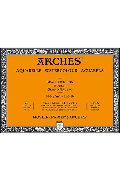 Arches Watercolour Block Natural White Rough 300gr Sulu Boya Blok 20 Sayfa 36...