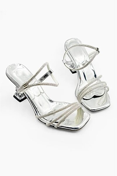 CARLA BELLA Women's Silver Stone Heeled Shoes Women's Evening Dress Shoes