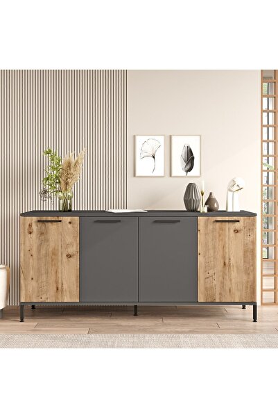 Yurupa Best 160cm 4 Kapaklı Metal Ayaklı Çam Konsol BES4-AA