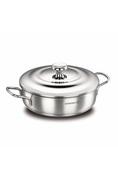 KORKMAZ Korkmaz Drupa 28cm Flat Steel Pot 4.5L