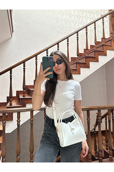 NOTHING Geantă de mână și de umăr pentru femei, cu design cu trei compartimente, cu accesorii aurii, cu geantă de machiaj detașabilă Roma