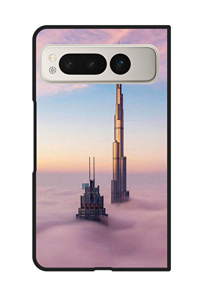 Theodor غطاء حماية مضاد للخدش والصدمات لهاتف جوجل بيكسل فولد برج خليفة في السحاب