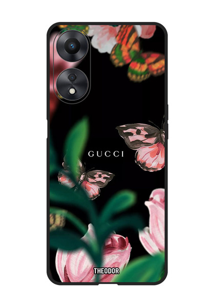 Theodor جراب واقٍ مضاد للخدش والصدمات لهاتف Oppo A98 بتصميم فراشة من Gucci