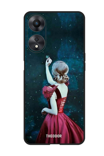 Theodor جراب واقٍ مضاد للخدش والصدمات لهاتف Oppo A98، فتاة تلمس النجمة