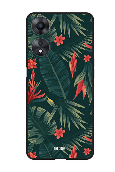 Theodor جراب واقٍ مضاد للخدش والصدمات لهاتف Oppo A98، أوراق خضراء