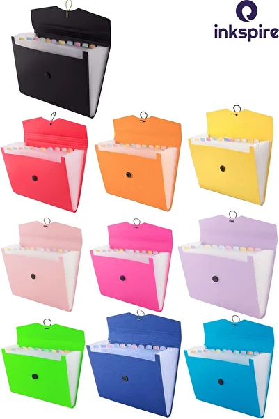 inkspire Bellows File Black Color 13 Compartments 1 Piece Accordion File Pocket Plastic Document Document File