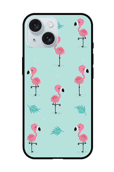 Theodor جراب واقٍ مضاد للخدش والصدمات لهاتف iPhone 15 Plus بنمط فلامنغو