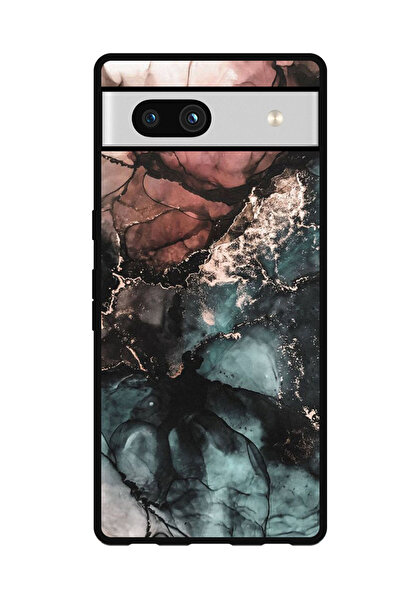 Theodor جراب واقٍ مضاد للخدش والصدمات لهاتف Google Pixel 7a بلون رخامي ملون