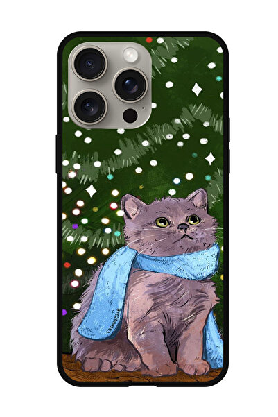 Theodor جراب واقٍ مضاد للخدش والصدمات لهاتف iPhone 15 Pro بتصميم قطة لطيفة