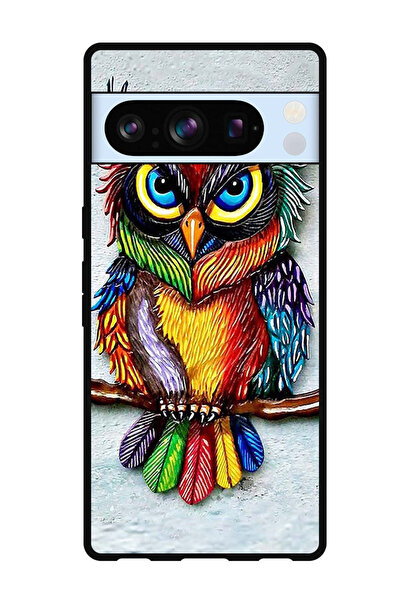 Theodor جراب واقٍ مضاد للخدش والصدمات لهاتف Google Pixel 8 Pro بتصميم بومة ملونة