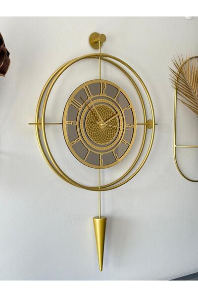 MetaQuartz Aksesuar Bronz Aynalı - Lavinya Premium Gold - Büyük Boy (50X85CM) , Modern Metal (MOBİLYA) Duvar Saati