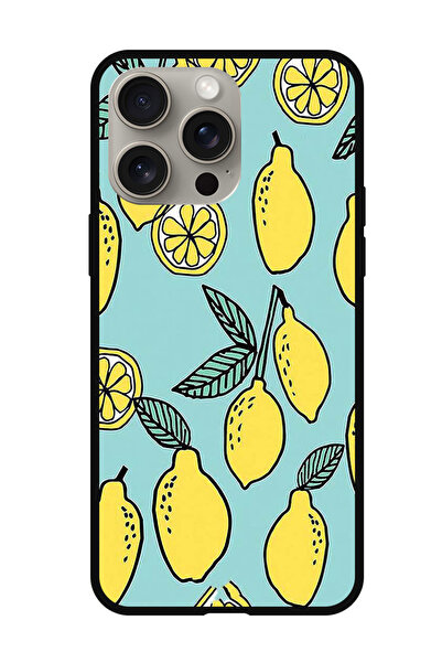 Theodor جراب واقٍ مضاد للخدش والصدمات لهاتف iPhone 15 Pro بخلفية ليمونية فيروزية