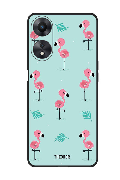 Theodor جراب واقٍ مضاد للخدش والصدمات لهاتف Oppo A98 بنمط فلامنغو
