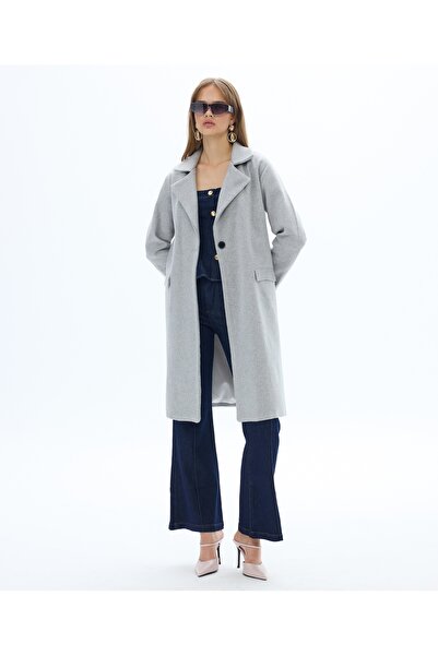 SevdeUgur Women's Gray Long Lined Cashew Coat / Collection
