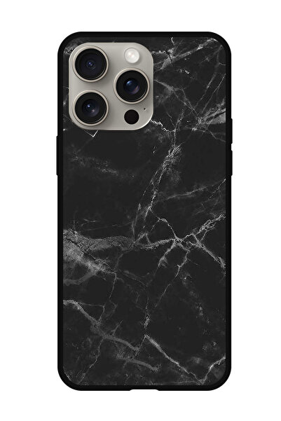 Theodor جراب واقٍ مضاد للخدش والصدمات لهاتف iPhone 15 Pro باللون الأسود الرخامي