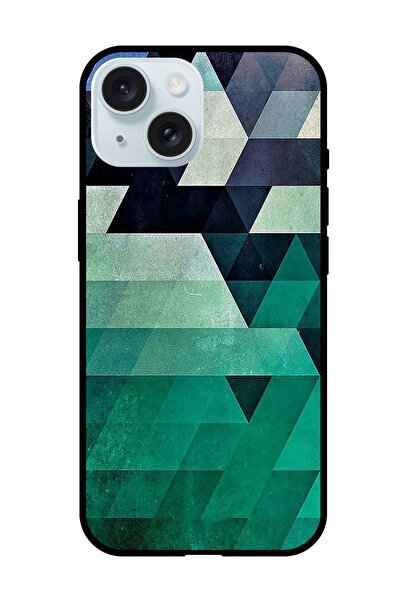 Theodor جراب واقٍ مضاد للخدش والصدمات لهاتف iPhone 15 Plus بنمط مثلث ألوان بحرية