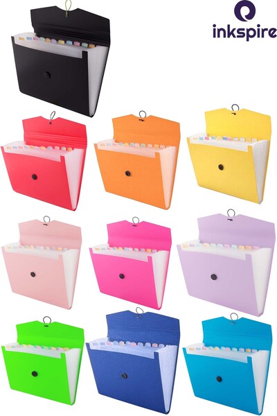inkspire Bellows File Dust Pink 13 Compartments 1 Piece Accordion File Pocket Plastic Document Document File