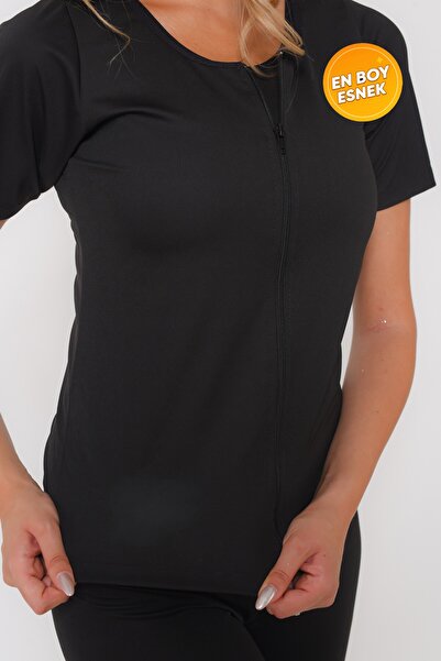 SAUNA SUIT Unisex Θερμικό Κολάν Σάουνας και Κοντό μανίκι με φερμουάρ Ρούχα μέγιστης εφίδρωσης