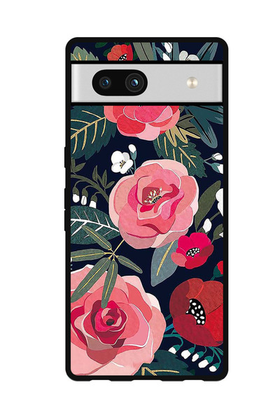 Theodor جراب واقٍ مضاد للخدش والصدمات لهاتف Google Pixel 7a زهور وأوراق