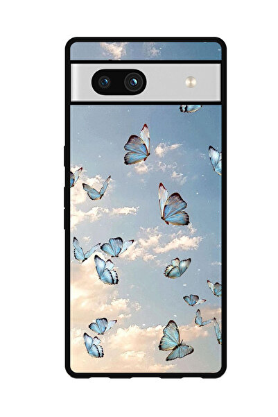 Theodor جراب واقٍ مضاد للخدش والصدمات لهاتف Google Pixel 7a فراشة في السماء