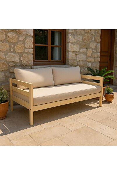 pinoxi Ahşap Sedir Kanepe 90x190 cm (İÇ ÖLÇÜ) Mindersiz DOĞAL NATURAL MASİF AHŞAP