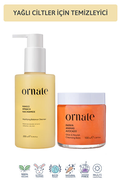 ORNATE Yağlı Ciltler için Yoğun Makyajı Temizlerken Yağ Görünümünü Azaltan Ar...