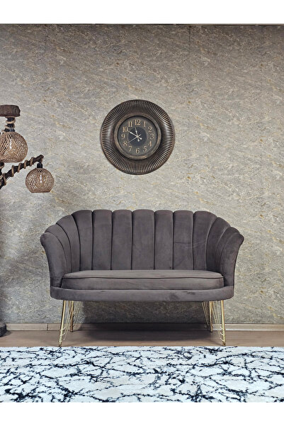 ZAFİR İkili İstiridye Gold Kaplama Telli Ayak Çay Seti Koltuk Tekli Berjer , İkili Berjer Koltuk