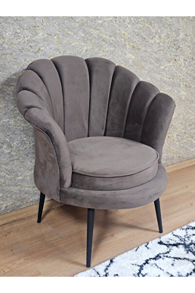 ZAFİR Tekli İstiridye Siyah Boyalı Sivriltme Ayak Çay Seti Koltuk Tekli Berjer , Balkon, Salon, Ofis