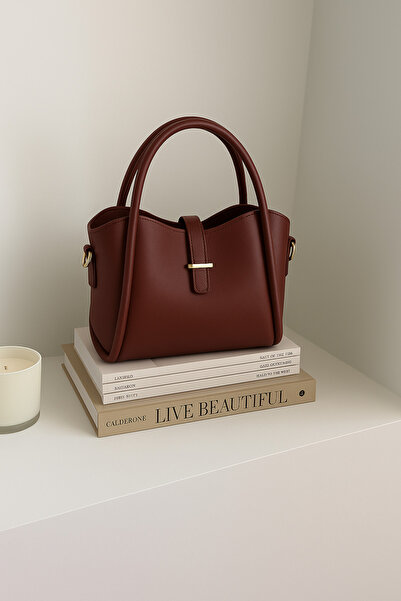 NOTHING Geantă de mână și de umăr pentru femei, cu design cu trei compartimente, cu accesorii aurii, cu geantă de machiaj detașabilă Roma