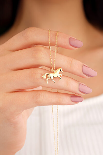 madissongold 14 Ayar Altın Dörtnala Koşan At Kolyesi