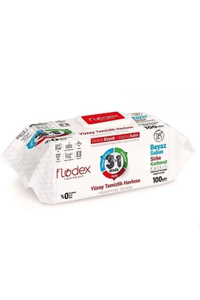 FLODEX 100lü Yüzey Temizlik Havlusu-(BEYAZ SABUN-SİRKE-KARBONAT KATKILI)-100 ...