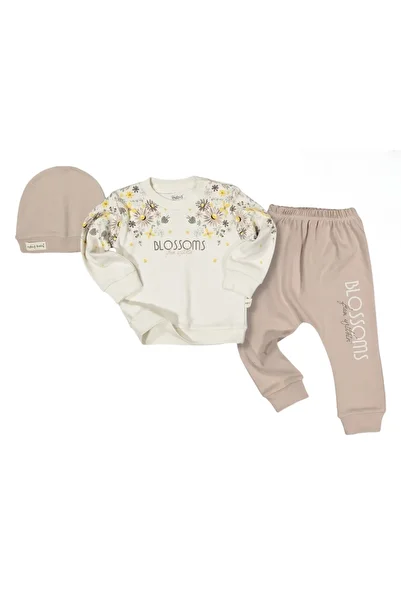 MixMax Bebe Baby Girl Beanie Bottom Top Long Sleeve Floral 3 Piece Set