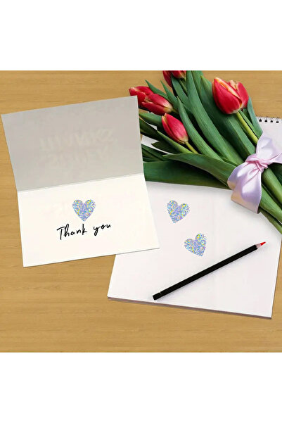 hdcw 500 ADET 2,5 cm RULO YAPIŞKANLI ÇOK RENKLİ EFEKTLİ KALP STICKER ETİKET HEDİYE PAKETLEME