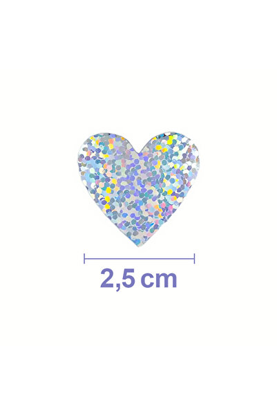 hdcw 500 ADET 2,5 cm RULO YAPIŞKANLI ÇOK RENKLİ EFEKTLİ KALP STICKER ETİKET HEDİYE PAKETLEME