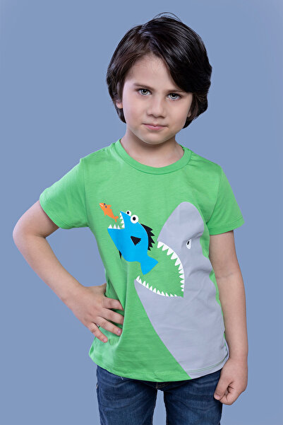 Toontoy تي شيرت للأولاد - مطبوع عليه سمكة قرش