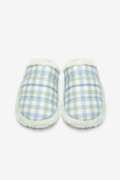 Penti Green Gingham Light Gray Slippers