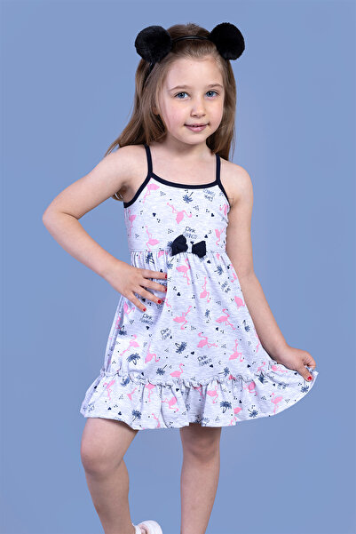 Toontoy Φόρεμα για κορίτσια με σχέδιο φλαμίνγκο - λεπτομέρεια με σούρες