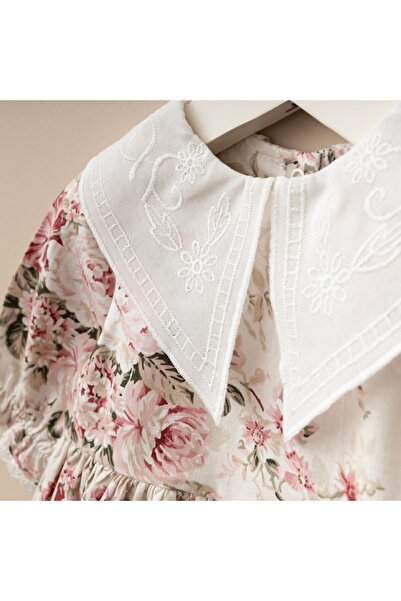 Minimus Newborn Baby Girl Daisy Cotton Dress Triangle Collar Guipure Woven Baby Dress Set with Hairband