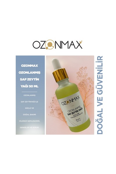 ozonmax OZON YAĞI 50 ML (Ozonlanmış Saf Zeytinyağı), Soğuk Sıkım, %100 Saf Ve Doğal Bakım,