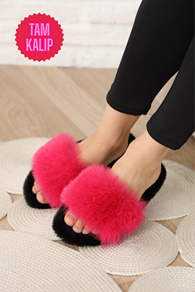 olgun slipper Tüylü Şık Esnek Ev Terliği