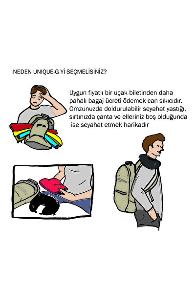 unique-g fashion accesories Seyahat Boyun Yastığı/Gizli Çanta Ekstra Bagaj Ücretine Son